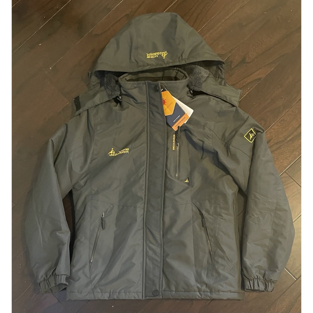 MOERDENG Ski Jacket Women Sm Dark Gray Waterproof Fleece Lined Hooded Parka NWT